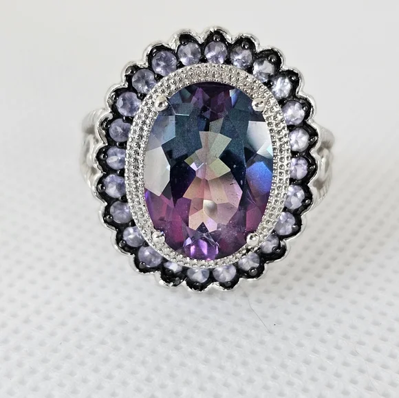 Beautiful Mystic Topaz & Tanzanite Ring in Sterling Silver Size 8! - Picture 8 of 9